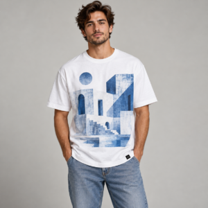 Moctross Men's Blue Architecture Graphic Tee