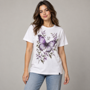 Moctross Women's Violet Butterfly Graphic Tee