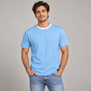Moctross Men's Sky Contrast Collar T-Shirt