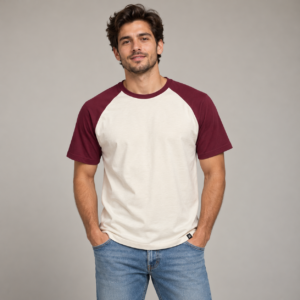 Moctross Men's Cream Burgundy Raglan T-Shirt