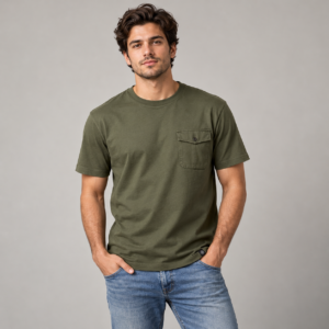 Moctross Men's Olive Utility Pocket T-Shirt