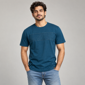 Moctross Men's Petrol Texture Panel T-Shirt