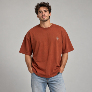 Moctross Men's Rust Compass Oversized T-Shirt