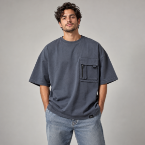 Moctross Men's Slate Utility Pocket Oversized T-Shirt