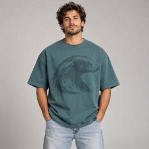 Moctross Men's Faded Teal Badger Oversized T-Shirt