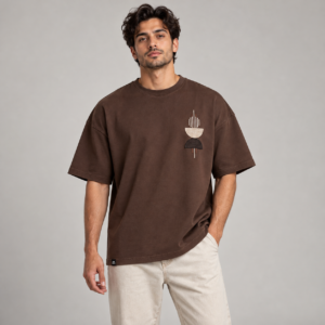 Moctross Men's Espresso Geometric Oversized T-Shirt