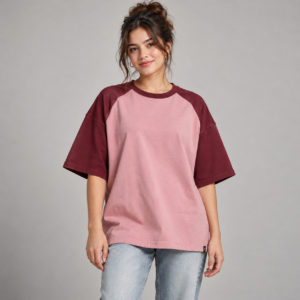 Moctross Women's Rose Burgundy Raglan Oversized T-Shirt