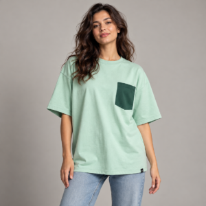 Moctross Women's Mint Forest Pocket Oversized T-Shirt