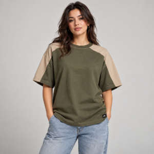 Moctross Women's Olive Sand Shoulder Oversized T-Shirt