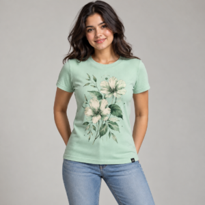 Moctross Women's Mint Floral T-Shirt