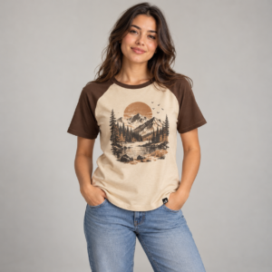 Moctross Women's Sand Raglan Landscape T-Shirt
