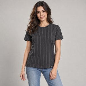 Moctross Women's Charcoal Pinstripe T-Shirt