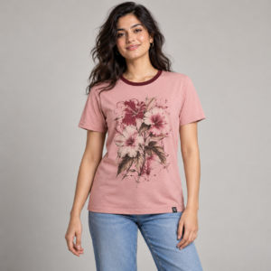 Moctross Women's Dusty Rose Floral T-Shirt