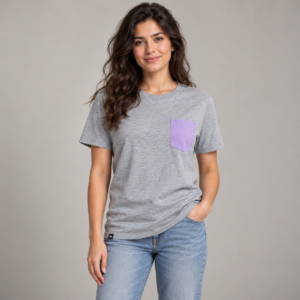 Moctross Women's Grey Lilac Pocket T-Shirt