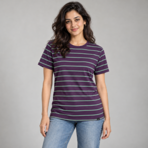 Moctross Women's Purple Mint Stripe T-Shirt