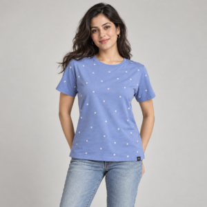 Moctross Women's Periwinkle Dots T-Shirt